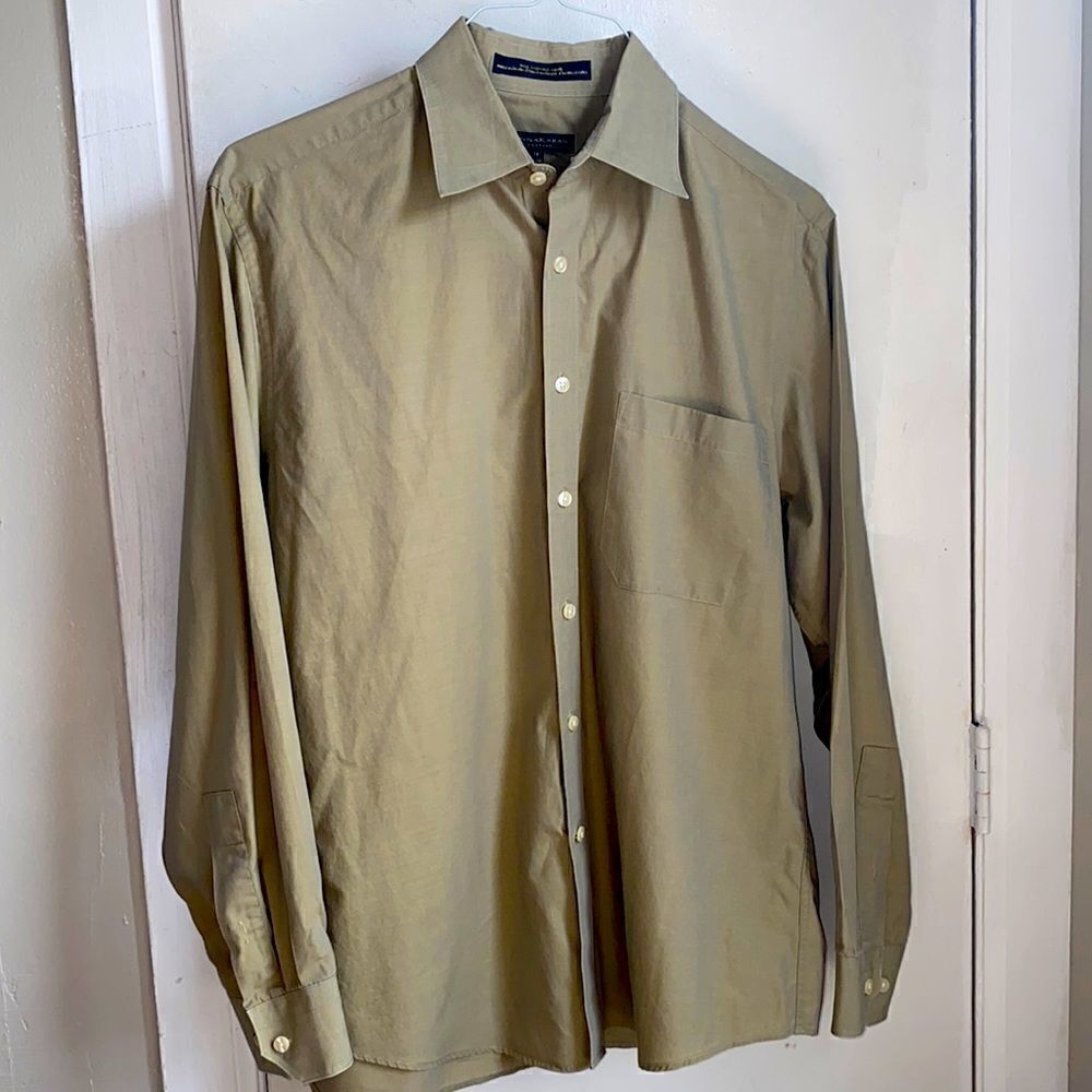 DONNA KARAN SIGNATURE Tan Cotton Shirt-16 34/36